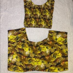 Caribbean Two Piece Hawaiian Print Pants Outfit OS
